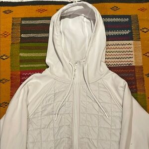 Women's White Quilted Hooded Jacket
